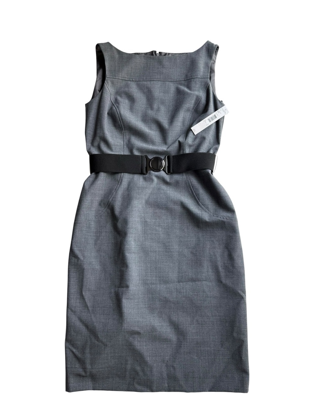 Antonio Melani Racquelle Sheath Dress with Belt Size 4 Gray NWT Boat Neck 2pc